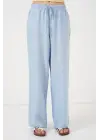 Geniş Paça Keten Pantolon 6735 - Mavi