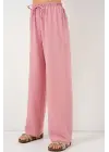 Geniş Paça Keten Pantolon 6735 - Pudra