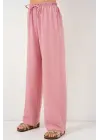 Geniş Paça Keten Pantolon 6735 - Pudra