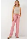 Geniş Paça Keten Pantolon 6735 - Pudra