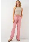 Geniş Paça Keten Pantolon 6735 - Pudra