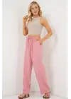 Geniş Paça Keten Pantolon 6735 - Pudra