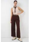 Geniş Paça Kumaş Pantolon 30088 - Kahverengi