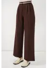 Geniş Paça Kumaş Pantolon 30088 - Kahverengi