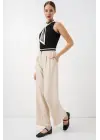 Geniş Paça Kumaş Pantolon 30088 - Krem