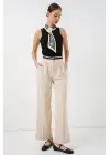 Geniş Paça Kumaş Pantolon 30088 - Krem