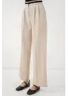 Geniş Paça Kumaş Pantolon 30088 - Krem