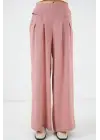 Geniş Paça Pileli Pantolon 6718 - Gül Kurusu