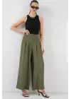 Geniş Paça Pileli Pantolon 6718 - Haki