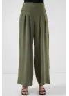 Geniş Paça Pileli Pantolon 6718 - Haki