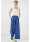 Geniş Paça Pileli Pantolon 6718 - İndigo