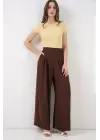 Geniş Paça Pileli Pantolon 6718 - Kahverengi
