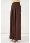 Geniş Paça Pileli Pantolon 6718 - Kahverengi