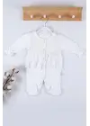 Gofralı Fransız Güpürlü % 100 Pamuk Kız Bebek Tulumu
