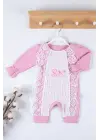 Gofralı Fransız Güpürlü % 100 Pamuk Kız Bebek Tulumu