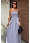 Omarı Seksi Straplez Elbise