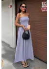 Omarı Seksi Straplez Elbise