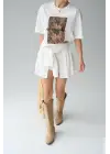 Gömlek Bağlamalı Şort - Krem