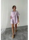 GÖMLEK - ŞORT TAKIM - Lila