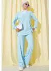 Gömlek Yaka Fitilli Salaş İkili Takım Buz Mavisi T4300