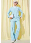 Gömlek Yaka Fitilli Salaş İkili Takım Buz Mavisi T4300