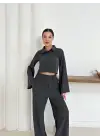 Gömlek yaka kaplama düğmeli takım antrasit st265866