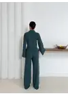 Gömlek yaka kaplama düğmeli takım petrol yeşili st265866