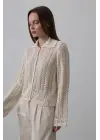 Gömlek Yaka Uzun Kol Triko - Ekru