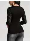Göz Alıcı Dantelli Kruvaze Yakalı Viskon Bluz