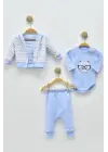 Gözlüklü Bear Puan Desenli 3lü Erkek Bebek Takımı
