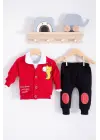 Graffe Zürafa Desenli 3lü Erkek Bebek Takımı