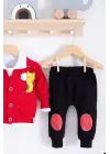 Graffe Zürafa Desenli 3lü Erkek Bebek Takımı