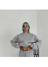 Omarı Rahat ve Şık Gri Basic Sweatshirt