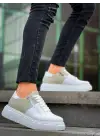 Omarı Beyaz Yüksek Taban Gri Detaylı Günlük Spor Ayakkabı