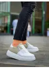 Omarı Beyaz Yüksek Taban Gri Detaylı Günlük Spor Ayakkabı