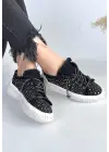 Modern Siyah Kot Bağcıklı Spor Ayakkabı