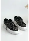 Modern Siyah Kot Bağcıklı Spor Ayakkabı