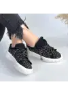 Modern Siyah Kot Bağcıklı Spor Ayakkabı