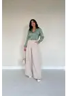 Omarı Saten Mint Yeşili Kadın Gömleği