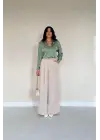 Omarı Saten Mint Yeşili Kadın Gömleği