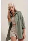 Haki Oversize Uzun Basic Gömlek 3900