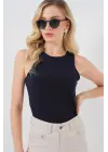 Halter Yaka Çıtçıtlı Body 972 - Lacivert