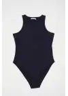 Halter Yaka Çıtçıtlı Body 972 - Lacivert