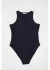 Halter Yaka Çıtçıtlı Body 972 - Lacivert