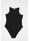 Halter Yaka Çıtçıtlı Body 972 - Siyah