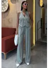 Halter Yaka Yelekli Modal Takım 10144