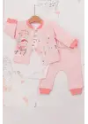 Happy Dancing Desenli 3lü Hırkalı Kız Bebek Takım