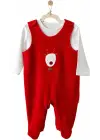 Omarı Kadife Bebek Tulum Takım Red