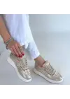 Hawer Bej Cilt Bağcıklı Spor Ayakkabı