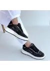 Hawer Siyah Cilt Bağcıklı Spor Ayakkabı